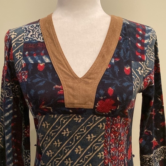 Lauren Ralph Lauren Faux Suede Patchwork Shirt Dress - Picture 2 of 11